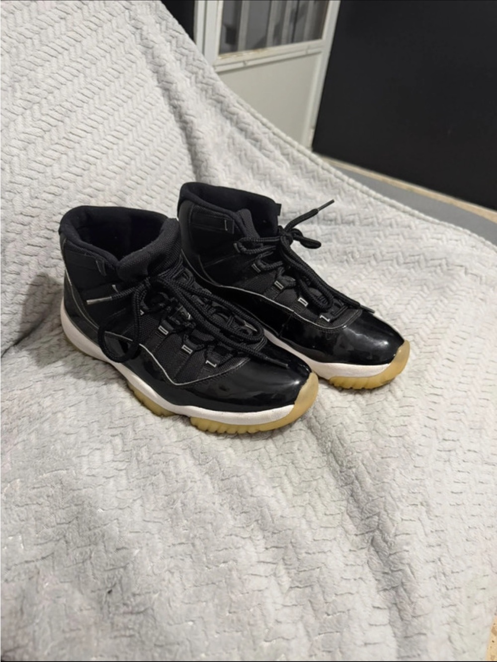 Jordan Men’s High-Top Sneakers in Black with Gum Sole